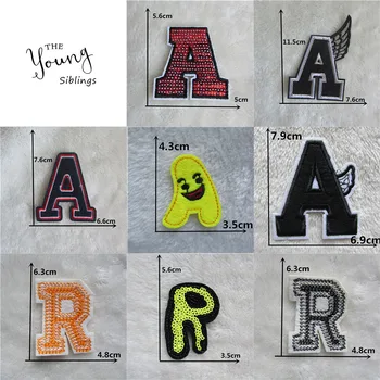 

Different style Letter M P R Stripes Patches Embroidered Applique Iron On Patch DIY Clothing Accessories thermo-stickers Badges