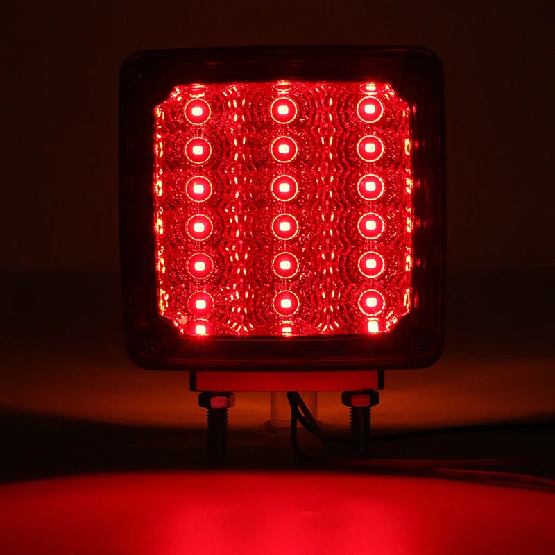 

2x Amber/Red Double Face Stud Mount Cab Stop Turn Signal Tail Light 39LED Bright