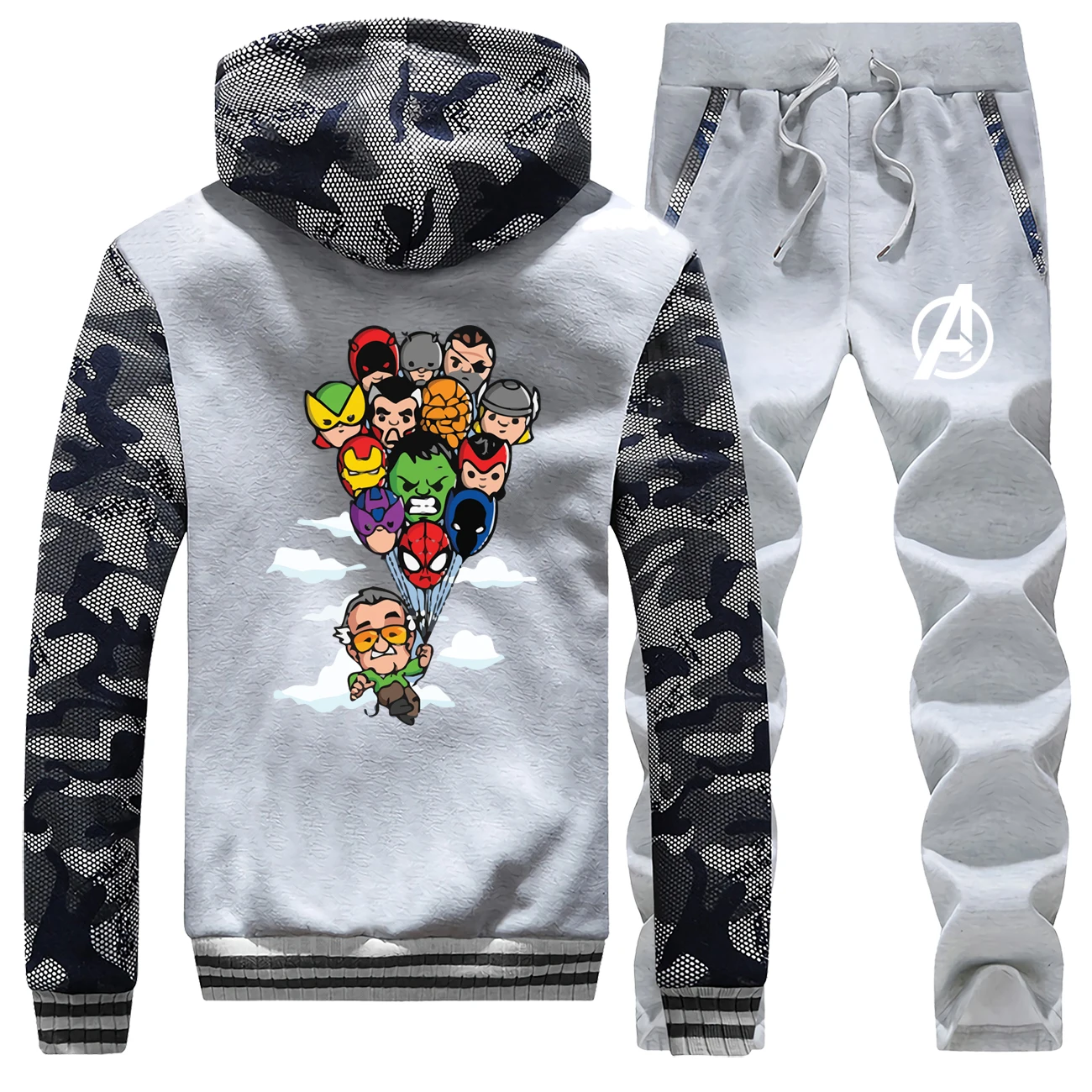 Marvel The Avengers Mens Hooded Fashion Streetwear Winter Hot Sale Camoufalge Coat Thick Suit Warm Jackets 2