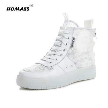 

Women Summer Ankle Boots Mesh Breathable Carved openwork Women Leather Highten Ankle Boots Fashion Element Heel Height Fit