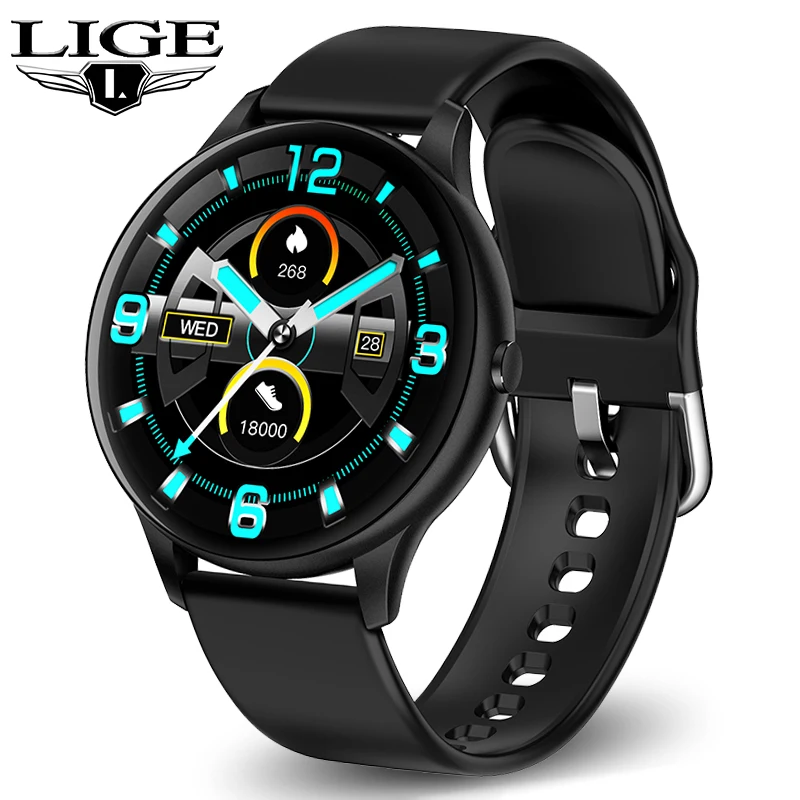 

LIGE IPS Round Screen Smart Watch Men Blood Oxygen Temperature Monitoring Information Reminder IP67 Waterproof Smartwatch Women