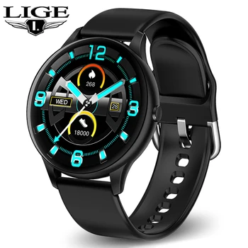

LIGE IPS Round Screen Smart Watch Men Blood Oxygen Temperature Monitoring Information Reminder IP67 Waterproof Smartwatch Women