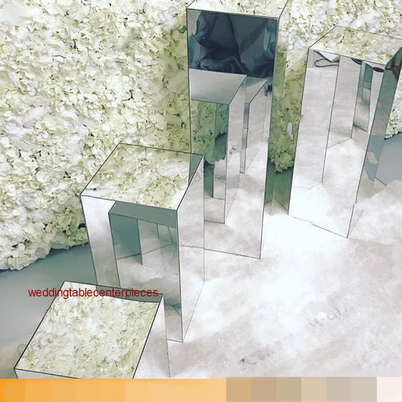 3 шт./компл.) Зеркальная поверхность проход стенд Square может иметь разные параметры роста дорожки столбы колонны для украшения свадьбы TB3104