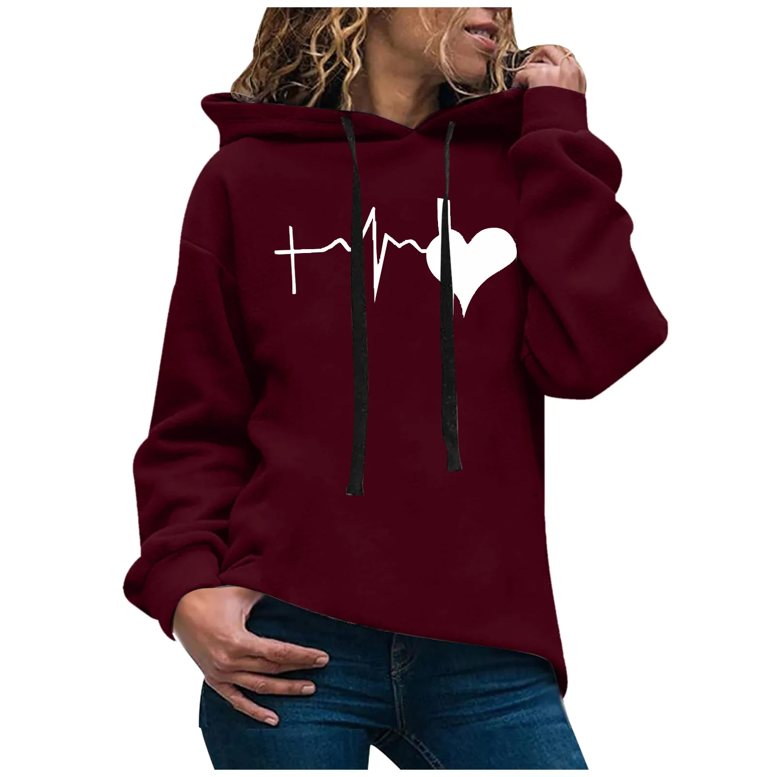 

Heart Sweetshirts For Woman Love Hoodie Women Essentials Pullover Female Punk Goth Hoddie Autumn Winter Jumper Sweat A Capuche