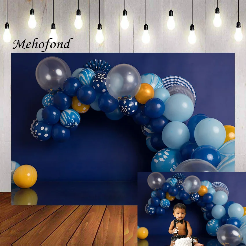 

Фон для фотосъемки Mehofond голубой воздушный шар ребенок первый день рождения торт разбивание декорация фон фотобудка реквизит для фотостудии
