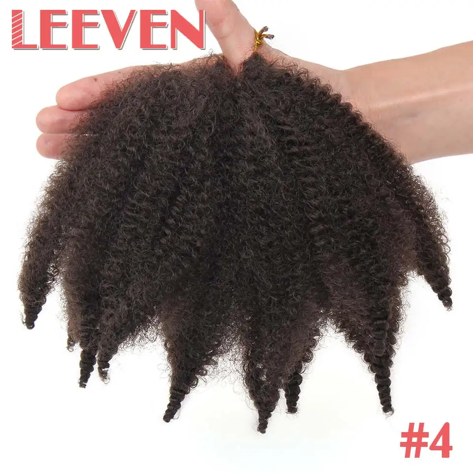 Leeven 8 дюймов марли косы волосы мягкие афро курчавые кубинские твист волосы синтетические крючком волосы для женщин Черный Коричневый Плетение Волос - Цвет: #4