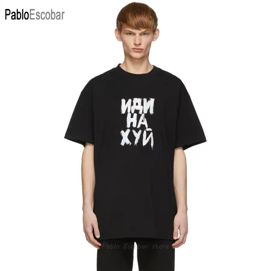 Футболка 19ss Vetements с принтом русских мелов и монограмм 1:1 высокое качество размер