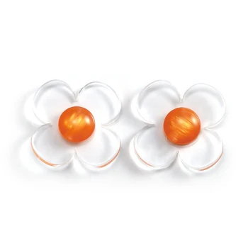 

2020 Spring and Summer Simple and Sweet Cute Casual Style Transparent Acrylic Earrings Candy Color Flower Petal Earrings