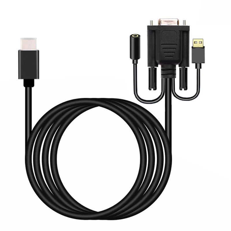 1080P HDMI to VGA Female Adapter Converter Cable Audio Patch Cord for