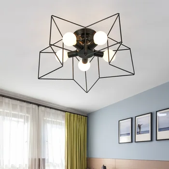 

Simple creative pentagram lighting modern personality bedroom led ceiling light girls living room dining room lighting