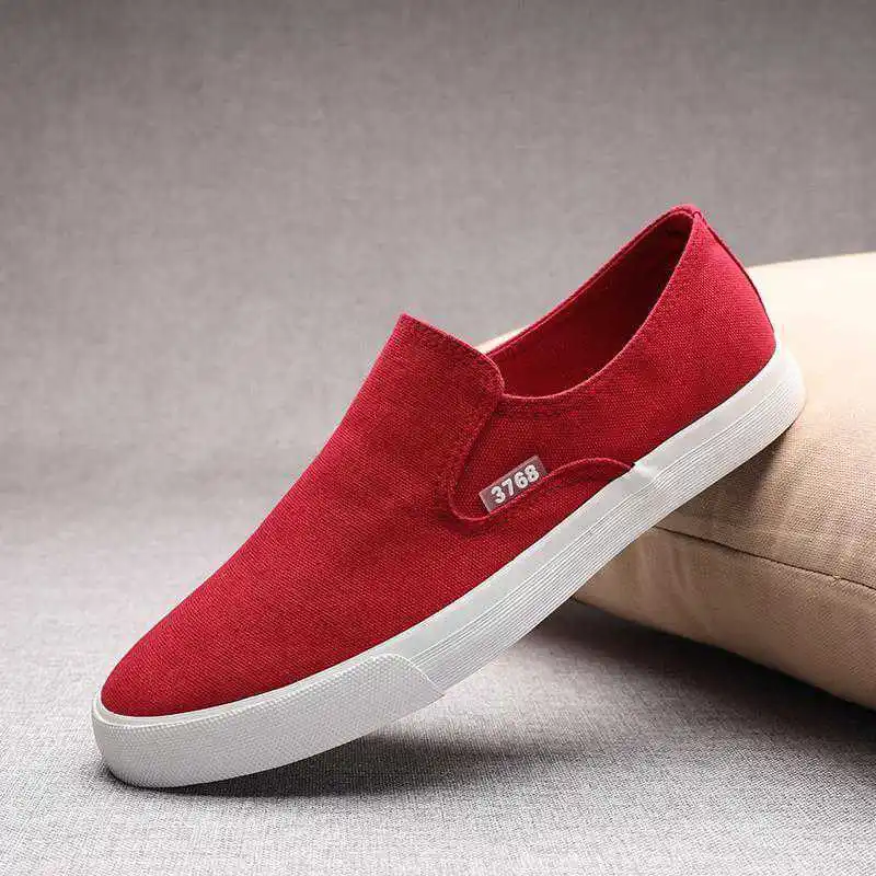 Spring Men's Flat Casual Shoes Male Breathable Comfortable Slip-On Canvas Shoes Fashion Soft Shoes Lazy Shoes Sneakers 4 Colors 4