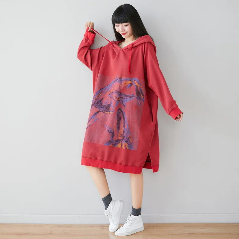 red oversized hoodie dress