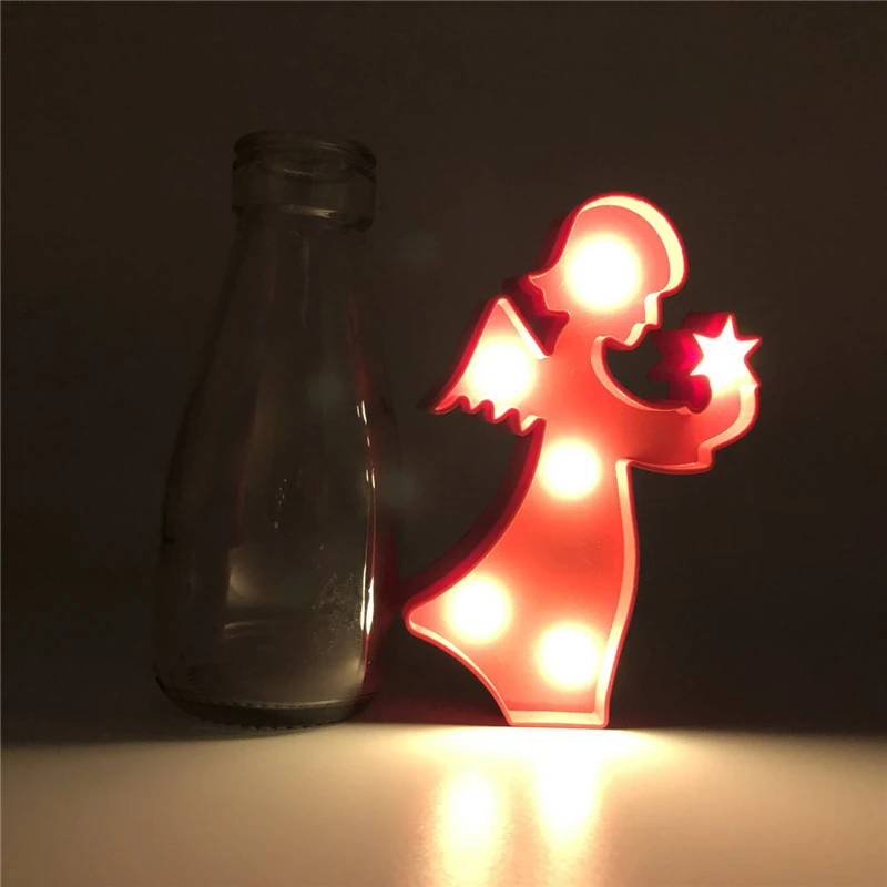 Моделирование светодиодный светильник Корея кактус декоративные растения лампа Фламинго Рождественские огни письмо Настольный маленький ночник - Испускаемый цвет: Red angel