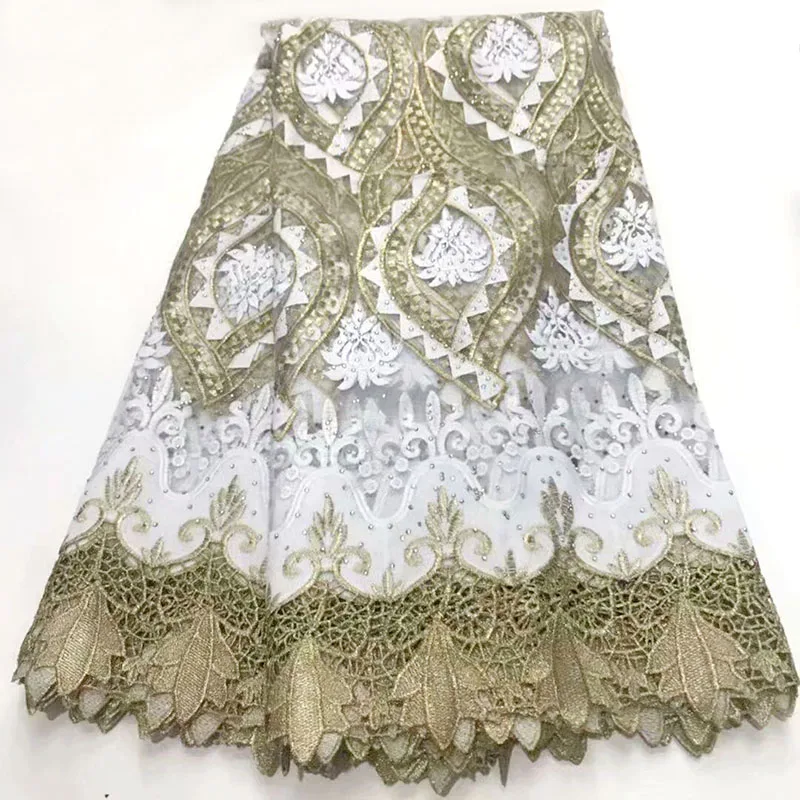 

2019 African Cord Lace High Quality French Lace Fabric With Stones white African Lace Fabric For Nigerian Wedding Dress