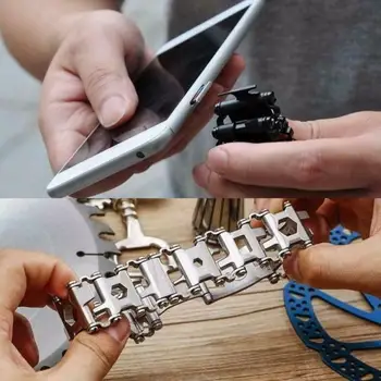 

1 PCS Multi-Tool Stainless Steel Tread Bracelet Stainless Steel Bolt Driver Tools Kit Friendly Wearable Bike EDC Kits