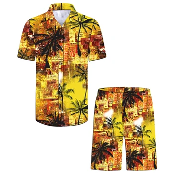 2022 코디 런딘 커스텀 메이드 패션 폴리에스터 스판덱스 셔츠 남성용, 3d 프린트 캐주얼 반팔 하와이안 플로럴 수트