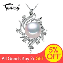 FENASY, Пресноводный Жемчуг, изящная подвеска, ожерелье, модное, 925 пробы, серебро, бохо, эффектное Цветочное Ожерелье-цепочка, Жемчужное ювелирное изделие
