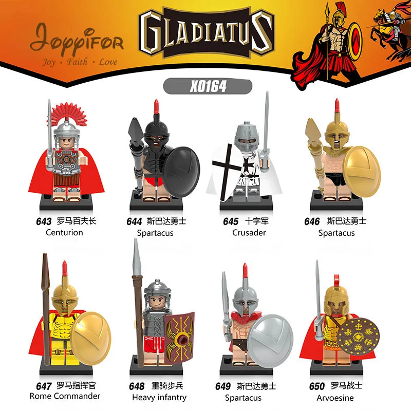 8 шт. рыцарь серии Pharaohh Gladiatorr щит солдат фигурки мини строительные блоки Развивающие игрушки для детей - Цвет: Темный хаки
