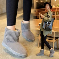 2021 Woman Snow Boots Autumn Winter Plus Velvet Thick Comfort Woolen Keep Warm Short Boots  Thick Bottom Walking Boots Shoes