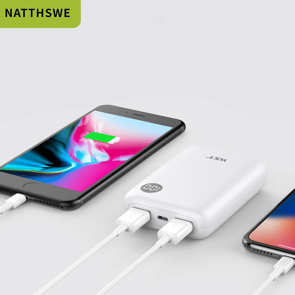 Портативное зарядное устройство NATTHSWE, 30000 мА/ч, два USB, внешний аккумулятор для мобильного телефона, быстрая зарядка для iphone, xiaomi, портативное зарядное устройство