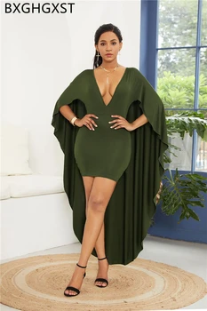 

vintage dress women elegant 2020 v neck dresses woman party night vintage sexy drcess plus size women Cloak Sleeves ropa mujer