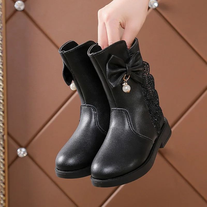 Mudipanda bottes femme; коллекция года; зимняя обувь для детей; сезон осень-зима; новые модные ботинки с бантом для девочек; модные студенческие ботинки для больших детей
