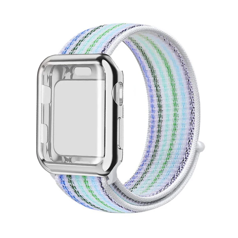 35 Полный экран протектор чехол+ ремешок для наручных часов Apple Watch, ремешок 42 мм, 38 мм, Версия 44 мм 40 мм наручных часов Iwatch, ремешок series 5/4/3/2 спортивный бесшовный браслет+ крышка - Цвет ремешка: 35