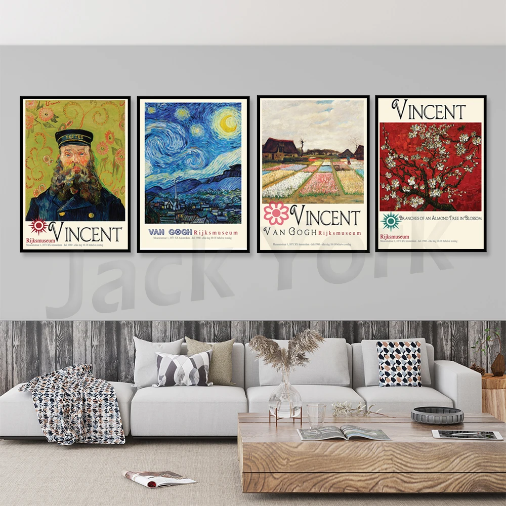 Vincent Van Gogh Exhibition Museum Poster, Vincent'Irises Home Decor Prints, Gogh Vintage Impressionismo Flowers Canvas Painting