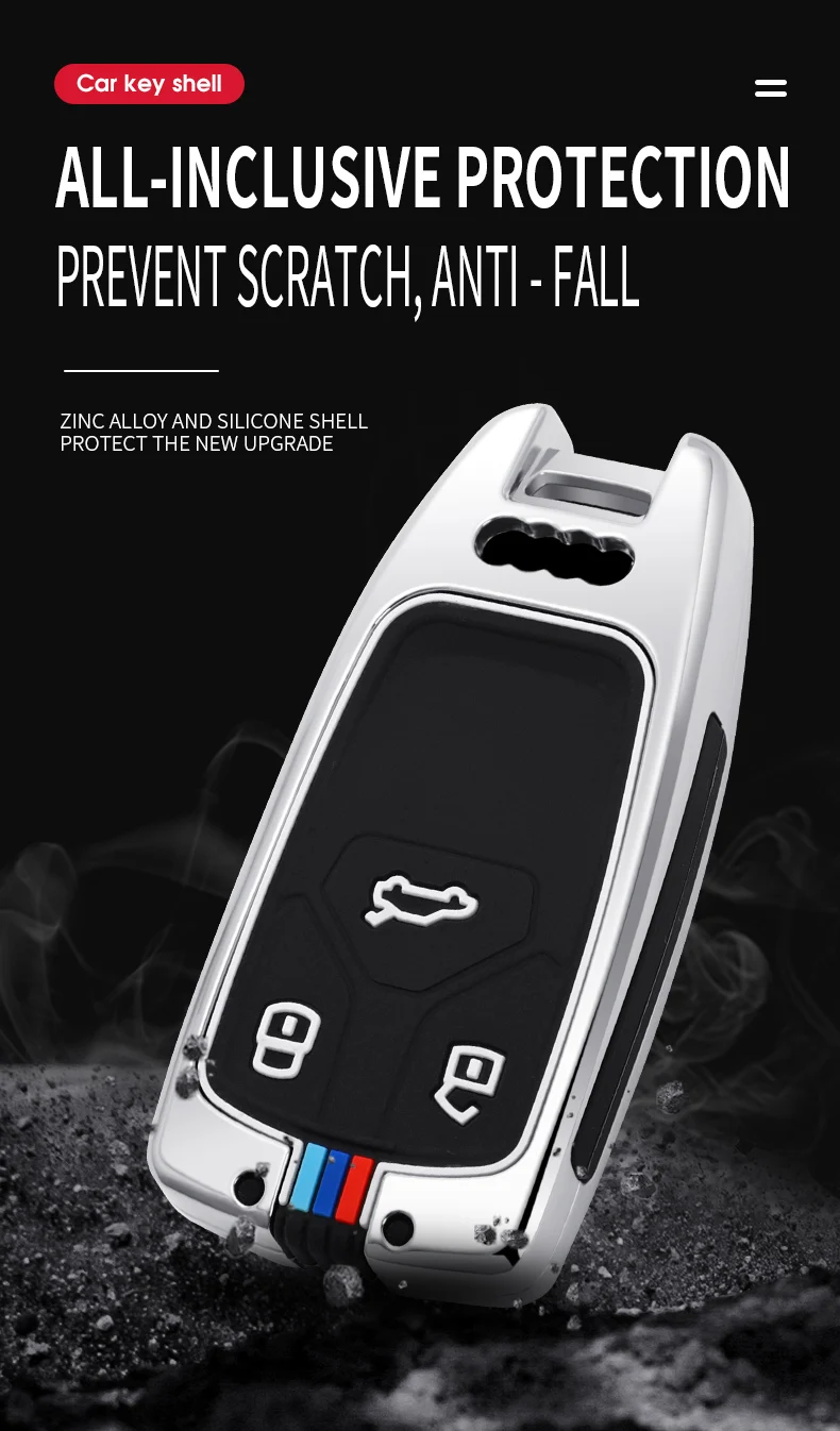 Custodia/cover per Chiave/telecomando in lega di zinco per AUDI A4 A4L A5 Q5 Q7 TT 2016 2017 portachiavi 2016 2017 2018 Styling - H5039d4fc33f44b01be700b4390b298b18