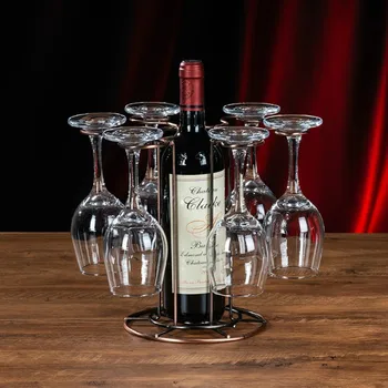 

New Iron Wine Decanter Rack Wine Storage Shelf Stand Hanging Drinking Glasses Stemware Rack Wine Bottle Glass Cup Holder Display