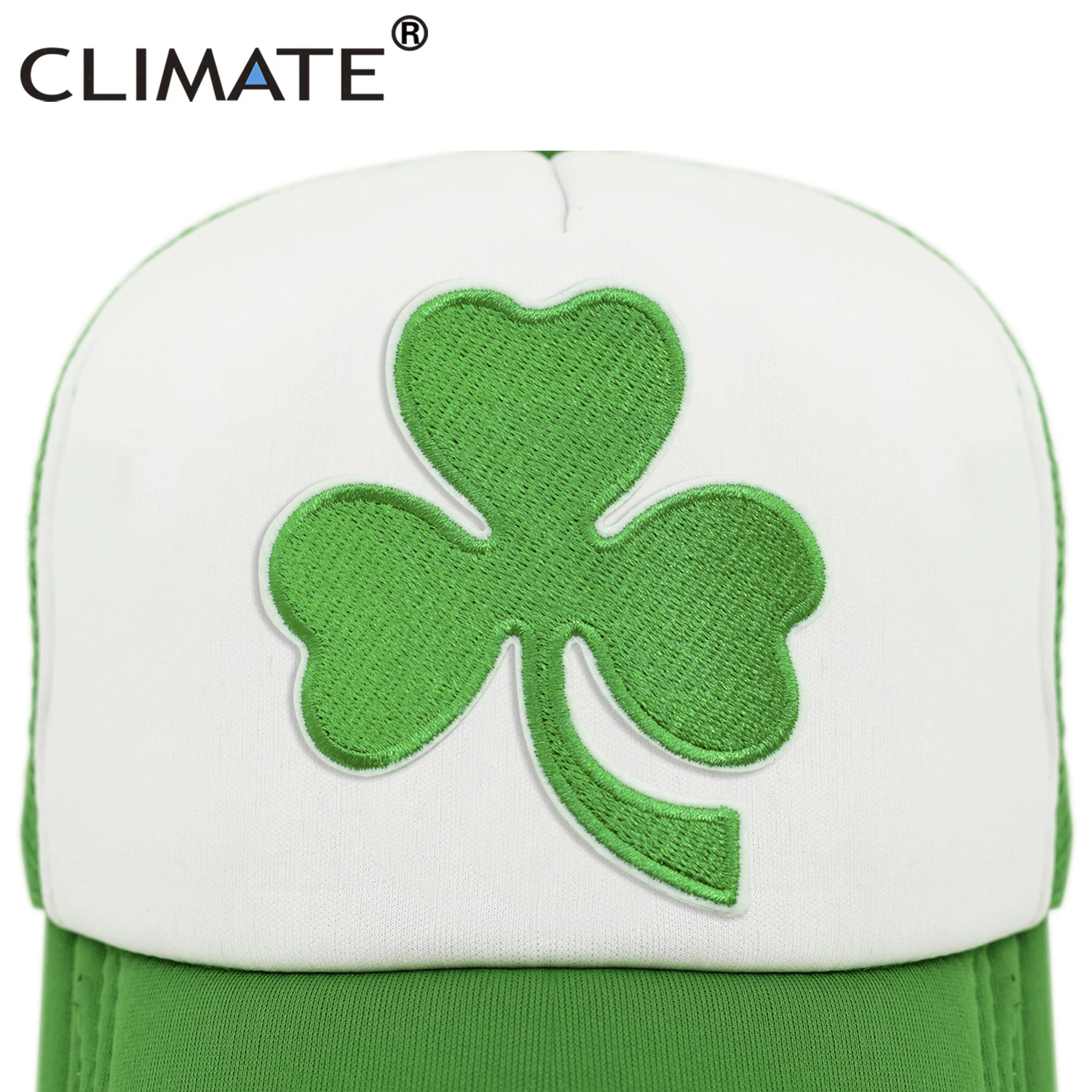 CLIMATE Shamrocks Trucker Cap St.Patrick's Day Green Cap Hat Ireland Irish Lucky Shamrocks Cap