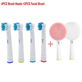 

4x Replacement Brush Heads and 2x Facial Cleansing Brush Head For Oral-B Electric Toothbrush Fit Professional Care/ D12,D16,D20