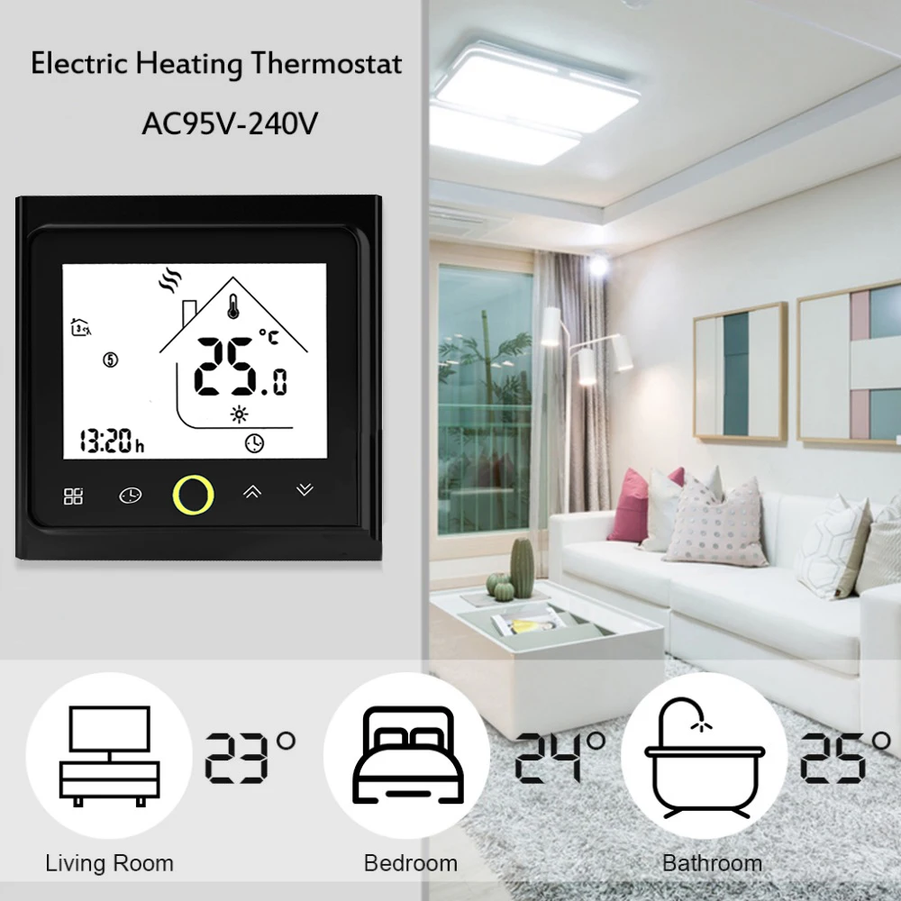 

Wifi Thermostat Temperature Controller Electric Floor Heating Wall Mounted Thermostat NTC Sensor Touch Screen Thermostat
