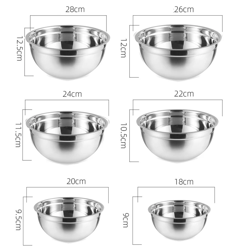 Winproper Set di 6 ciotole per mescolare con coperchio, in acciaio inox, con 3 attacchi per grattugia, organizer per alimenti da cucina, grandi dimensioni 4,5, 3,5, 2,1, 1,5, 1,1, 0,7 QT, KD114AW