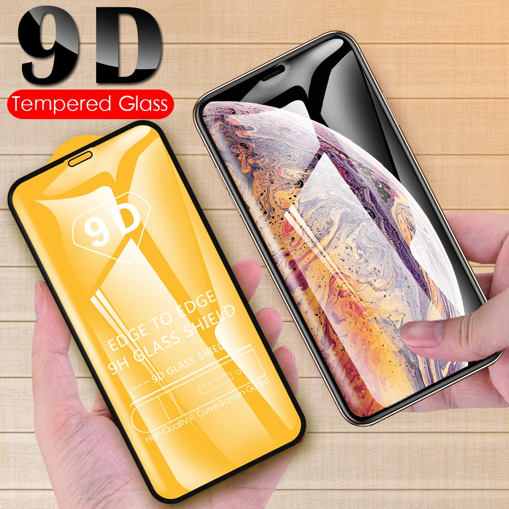 

9D Full Cover Screen Protector Glass For iPhone 8 7 6 6S Plus Tempered Glass For iPhone 11 Pro Max XS Max X XR Protective Film