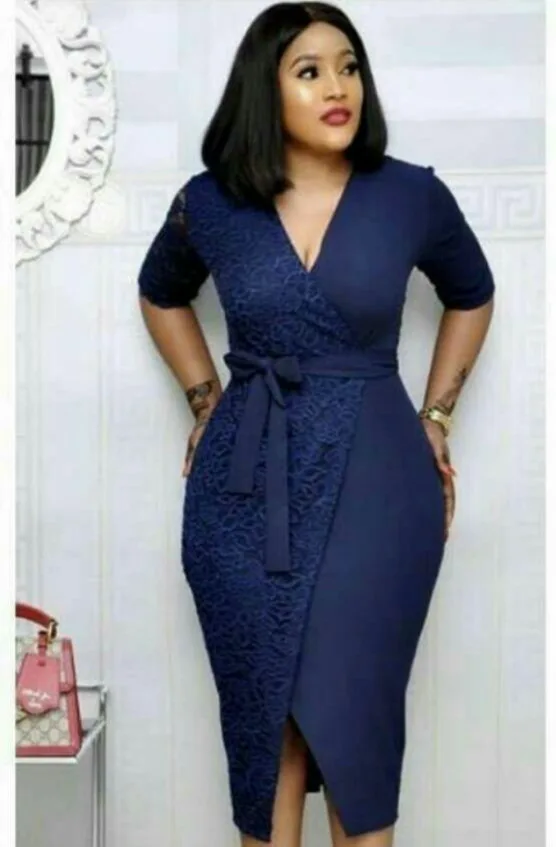 HGTE Новое поступление элегантное модное женское платье в африканском стиле большого размера - Цвет: Тёмно-синий