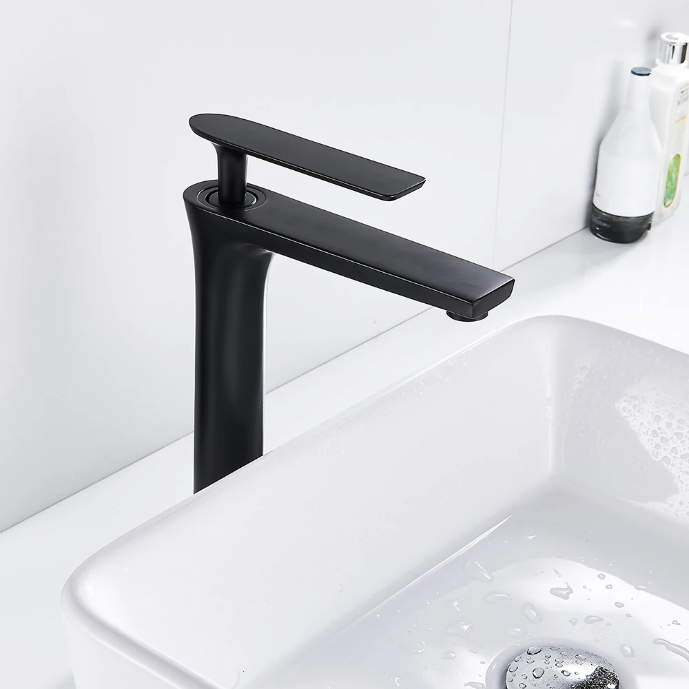 Basin Faucet Waterfall Hot and Cold Sink Tap Mixer Black/White Single Hole Handle Bathroom Home Hotel Modern Kitchen Black