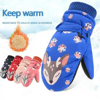 

1Pair Ski Gloves Winter Boys and Girls Cold-proof Non-slip Waterproof Windproof Three-layer Warm Outdoor Warm Gloves