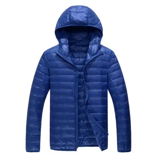 Sapphire Blue Повседневное Для мужчин осень-зима, с длинными рукавами, на молнии, пальто с капюшоном светильник теплая куртка-пуховик зимняя куртка Для мужчин модные мужские зимние куртки-парки - Цвет: Sapphire Blue
