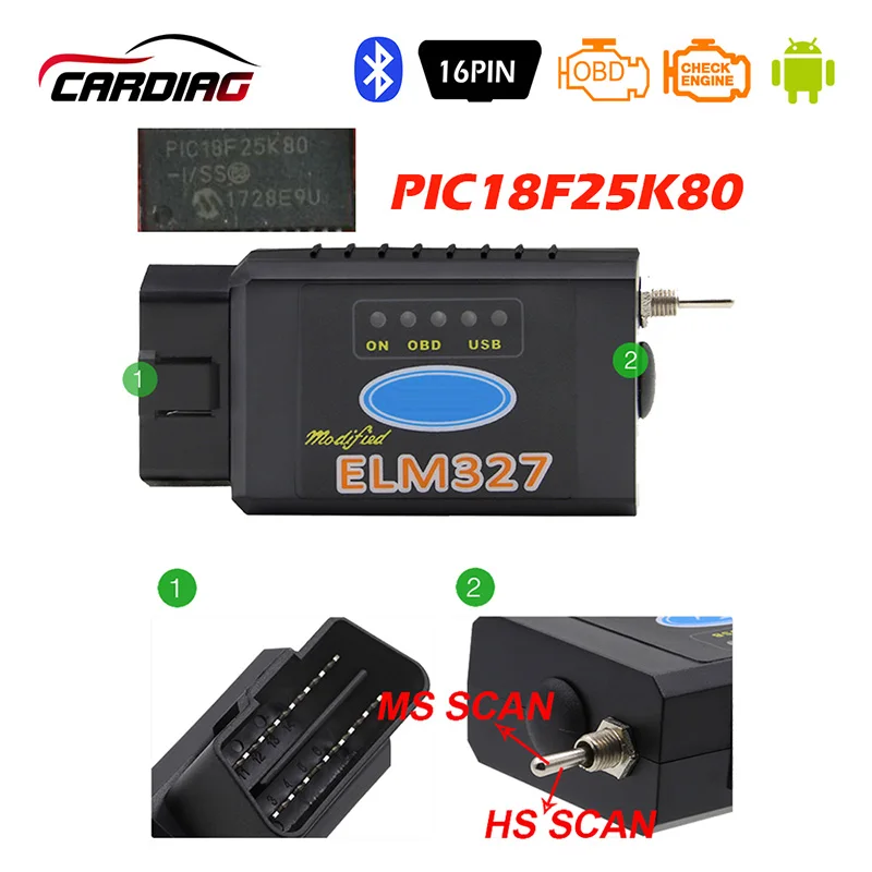 ELM 327 USB Bluetooth работает на Forscan для Ford HS CAN /MS CAN V1.5 автомобильный OBD2 диагностический инструмент ELM327 USB FTDI чип на выбор - изображение