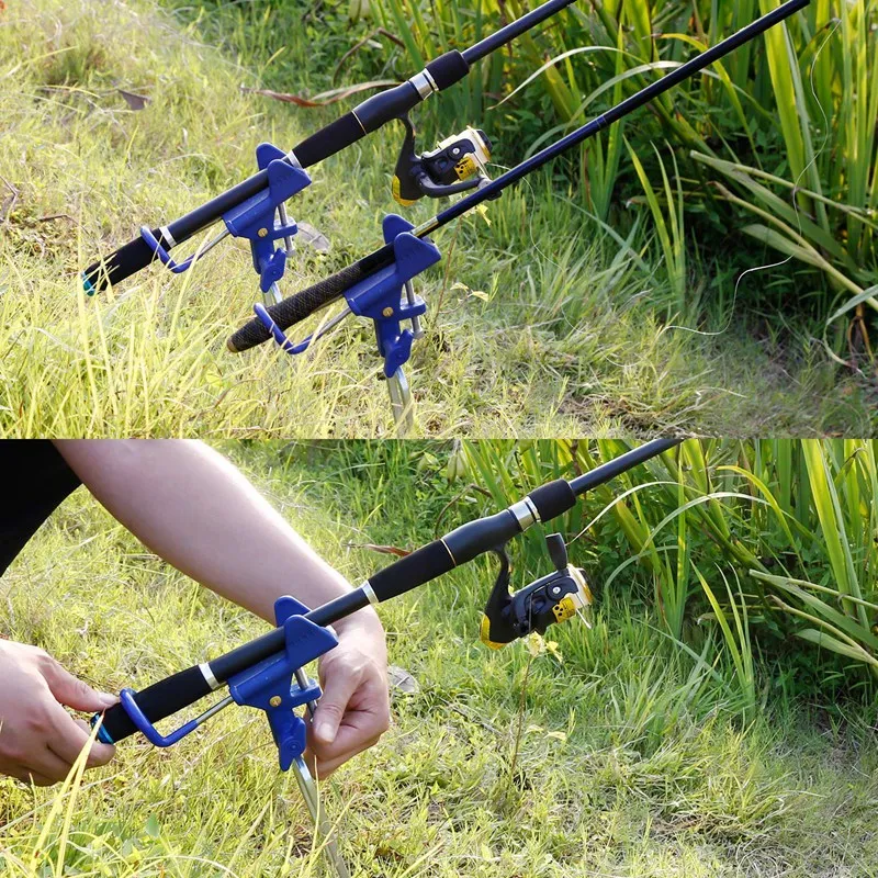 2 Pack Upgraded Rod Holders for Fishing Fish Pole Folding Holder Ground Bank Fishing Rod Rack Holder for 360 Degree Adjustable