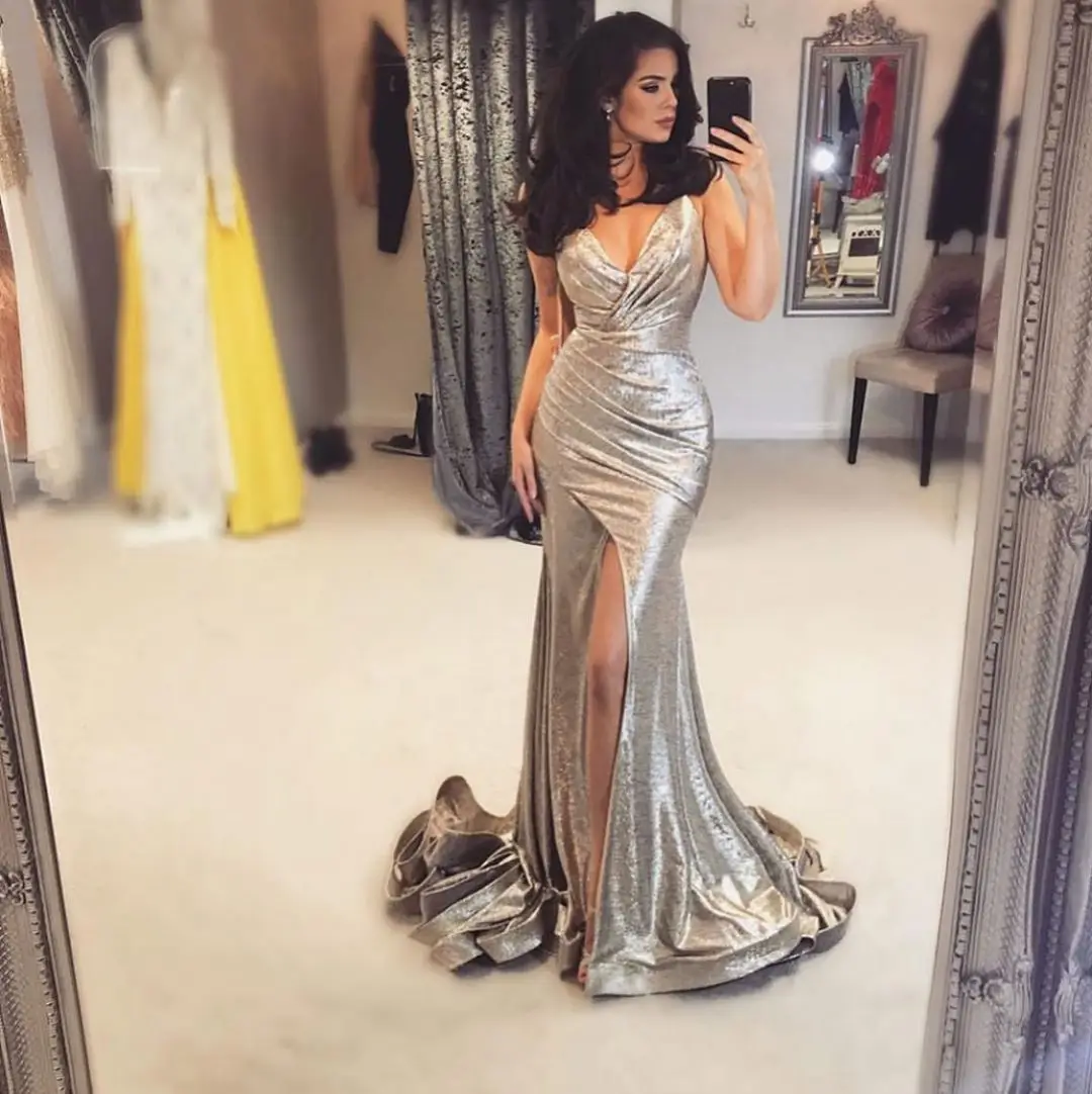 Gold Sequin Mermaid Prom Dresses Long 