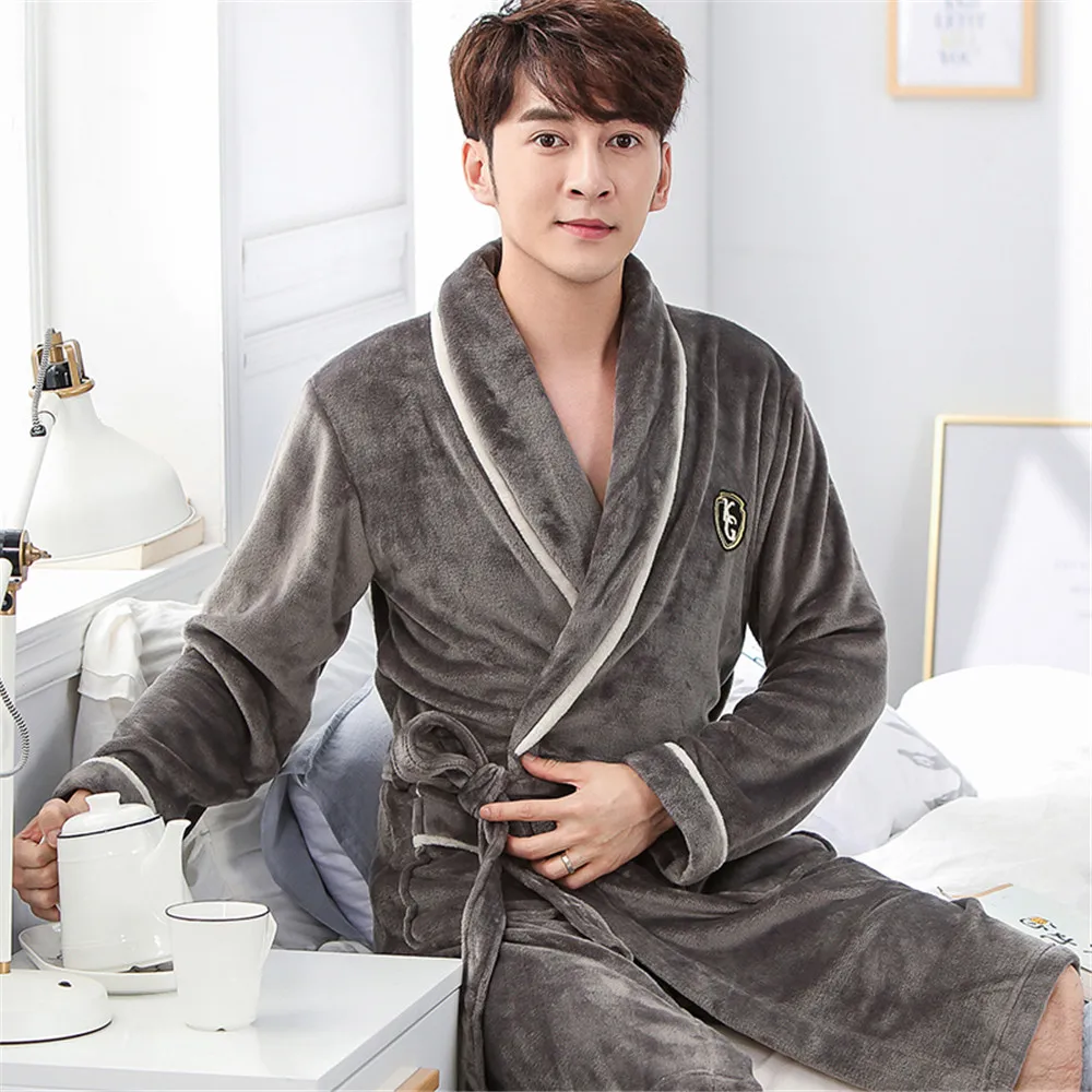 Large Size 3XL Male Sleepwear Home Clothing Thick Flannel Robe Gown Negligee Winter Warm Nightgown Soft Casual Intimate Lingerie Large Size 3XL Male Sleepwear Home Clothing Thick Flannel Robe Gown Negligee Winter Warm Nightgown Soft Casual Intimate Lingerie