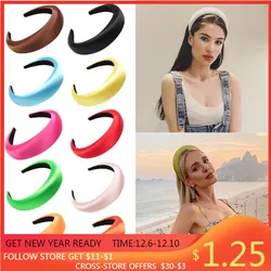 Female Bezel Padded Headband for Women Solid Thicken Velvet Hair Hoop Sponge Hairbands резинки для волос 2021 Hair Accessories