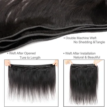 Allove Peruvian Straight Hair Bundles Human Hair Extensions Double Machine Weft Non-Remy Hair Weave Bundles 8-28 Natural Color 3