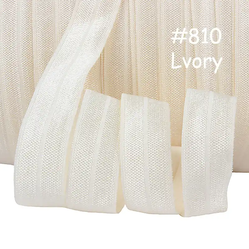 810 ivory 100 ярдов/рулон) Высокое качество 5/" сплошной цвет спандекс нейлон складной над эластичным врагом - Цвет: 810 ivory