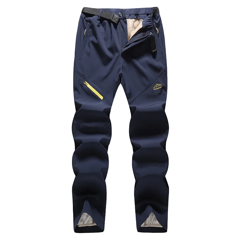 Лыжные брюки для мужчин и женщин, ветрозащитные водонепроницаемые толстые теплые зимние брюки, дышащие лыжные брюки для сноуборда, Брендовые мужские зимние штаны - Цвет: Men  Dark blue