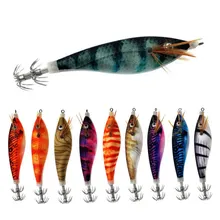 1Pcs 10CM 12G Shrimp Fishing Lure Squid Jig Artificial Wood Shrimps Lures Fishing Squid Hook Cuttlefish Lures Octopus Bait