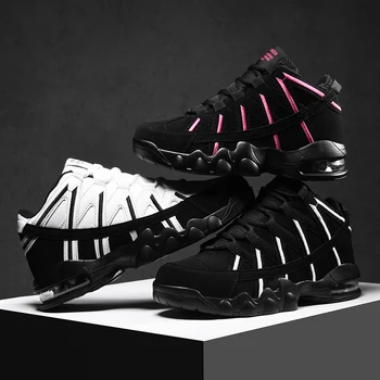 

Basketball Shoes Men Women Outdoor Training Sneakers Men Air Cushioning Shoes Breathable Sports Shoes Unisex Max Size 45