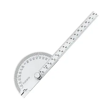 

14.5cm 180Degree Adjustable Protractor Stainless Steel Arm Rotary Multifunction Roundhead Angle Ruler Woodworking Measuring Tool